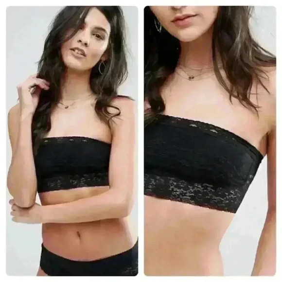 Free People Black Scallop Lace Bandeau Bralette - Picture 6 of 8